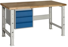 Nastaviteľný dielenský stôl profi 170 s 3 zásuvkami