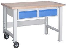 Dielenský pojazdný stôl profi 1500 mm, 2x 1 zásuvka, 2 kolesá
