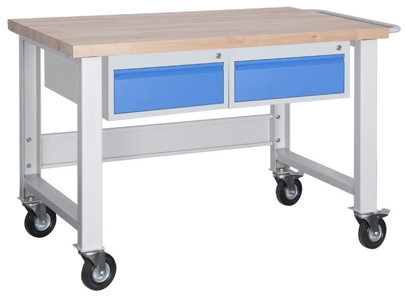 Dielenský pojazdný stôl profi 1500 mm, 2x 1 zásuvka, 4 koles