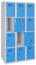 Šatníková skriňa s 12-boxy, modrá
