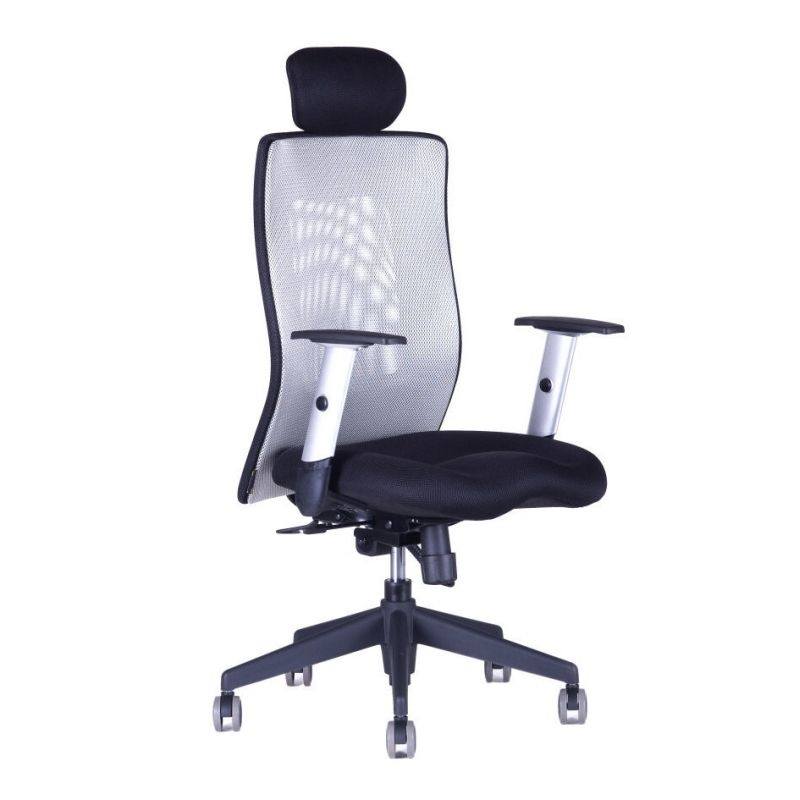 Kancelárska stolička CALYPSO XL, pevný podhlavník, sivá