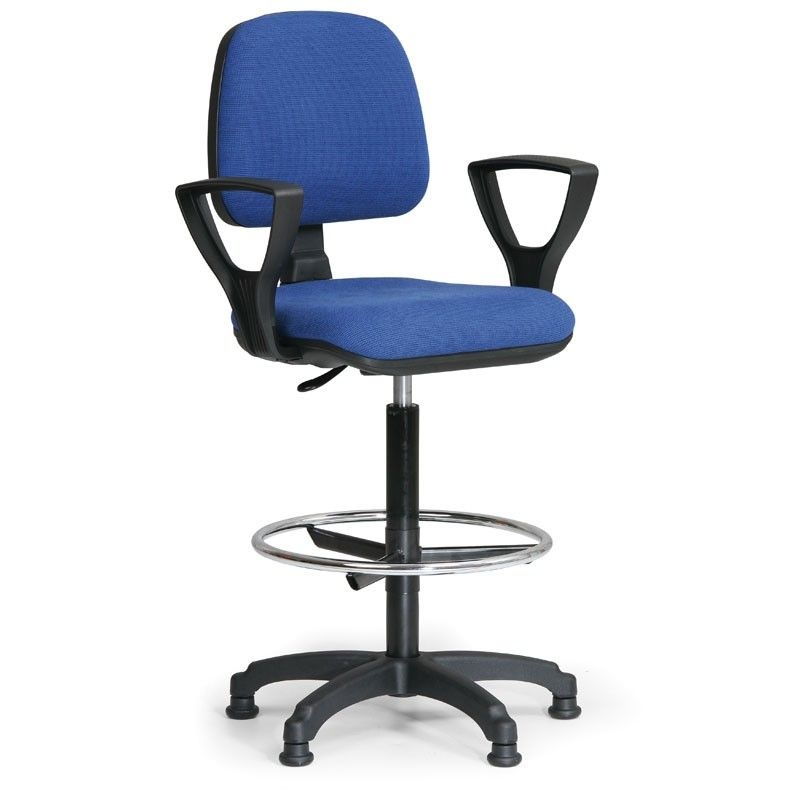 Kancelárska stolička MILANO s oporným kruhom a podrúčkami, modrá