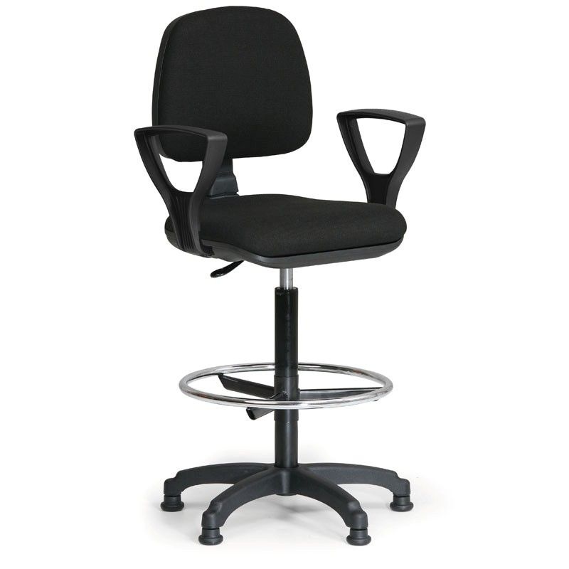 Kancelárska stolička MILANO s oporným kruhom a podrúčkami, čierna