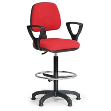 Kancelárska stolička MILANO s oporným kruhom a podrúčkami, červená