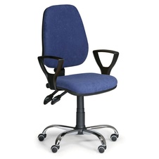 Kancelárska stolička COMFORT s lakťovými opierkami a chrómovým krížom, modrá