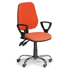 Kancelárska stolička COMFORT s lakťovými opierkami a chrómovým krížom, oranžová