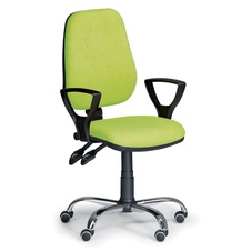Kancelárska stolička COMFORT s lakťovými opierkami a chrómovým krížom, zelená