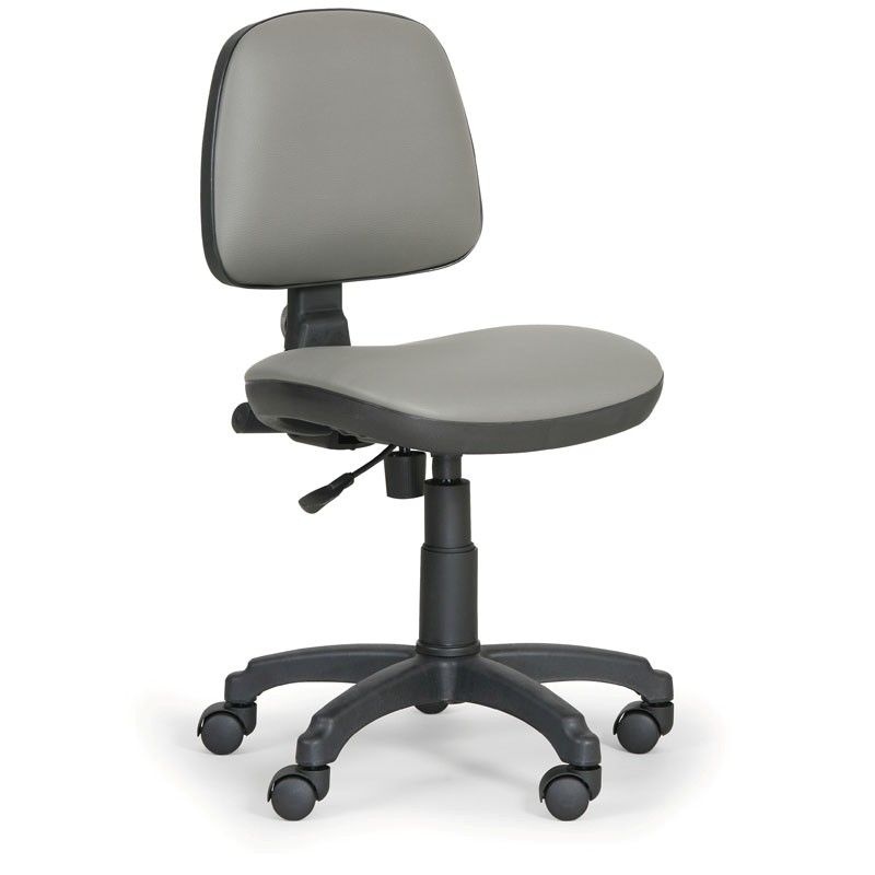 Pracovná stolička MILANO bez podpierok rúk, šedá koženka