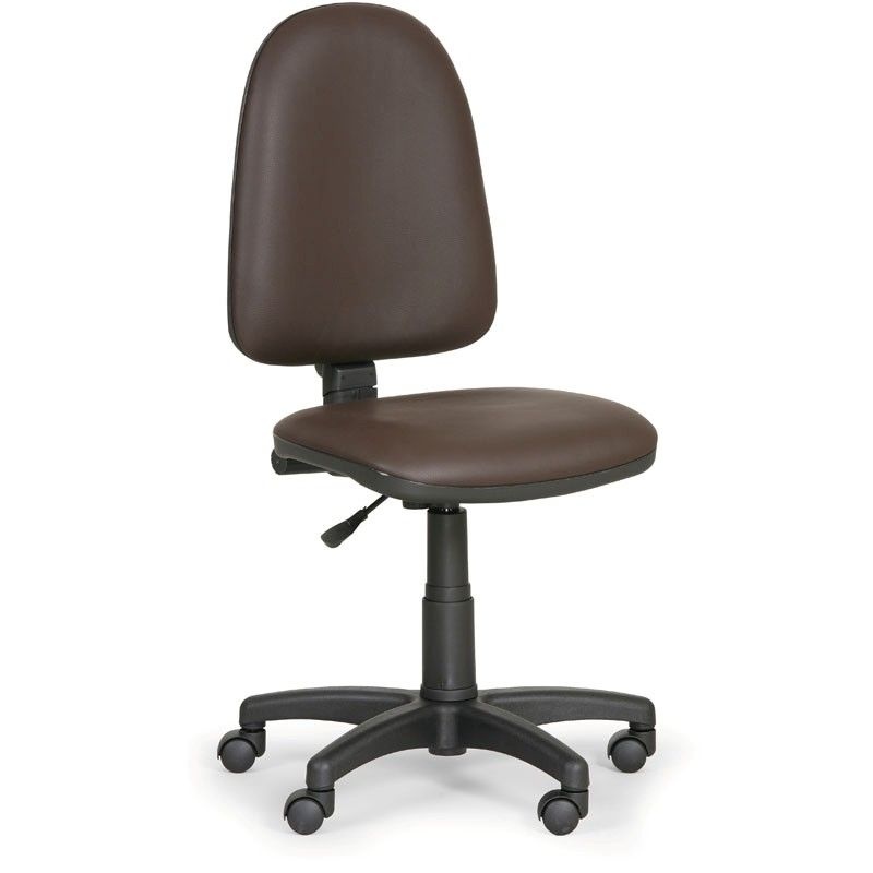 Pracovná stolička Torino bez podpierok rúk, hnedá koženka