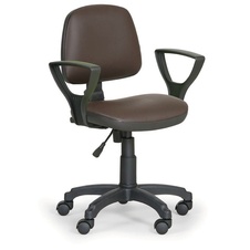 Pracovná stolička MILANO s lakťovými opierkami, hnedá koženk