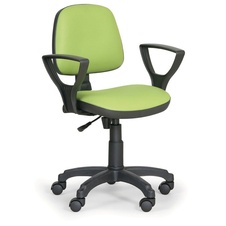 Pracovná stolička MILANO s lakťovými opierkami, zelená koženka