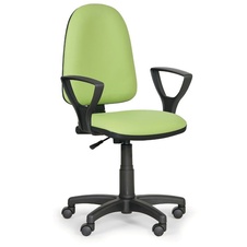 Pracovná stolička Torino s podpierkami rúk, zelená koženka