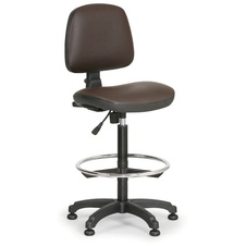 Pracovná stolička MILANO s oporným kruhom, hnedá koženka