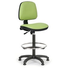 Pracovná stolička MILANO s oporným kruhom, zelená koženka