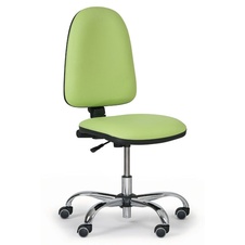 Pracovná stolička Torino bez podpierok rúk, chrómovaný kríž, zelená koženka
