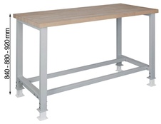 Nastaviteľný dielenský stôl 1500 s policou, buková škárovka