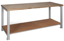 Nastaviteľný dielenský stôl 2000 mm s policou, buková preglejka