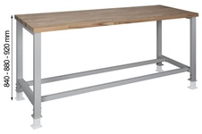 Nastaviteľný dielenský stôl 2000 mm M6 + M2, buková preglejk