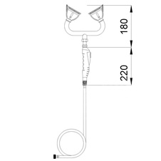 Ručná bezpečnostná očná sprcha 2H s flexibilnou hadicou - stenová