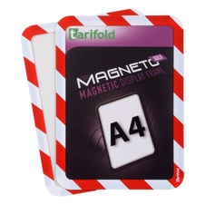 Bezpečnostný magnetický rámček Magneto Solo A4, červeno-biely - 2 ks