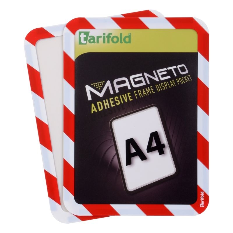 Bezpečnostný samolepiaci rámček Magneto A4, červeno-biely, 2