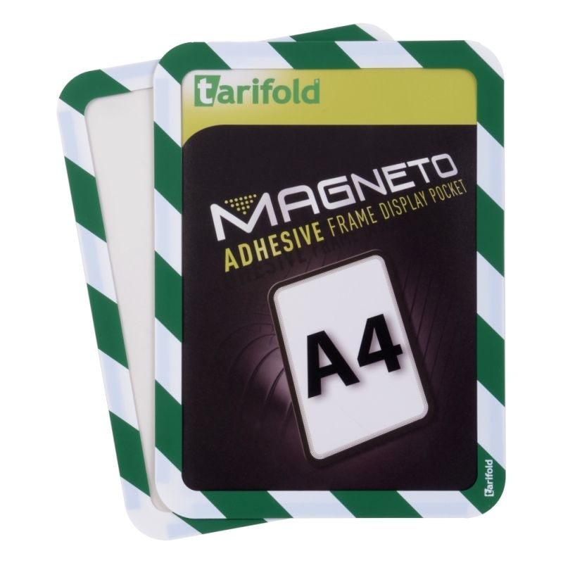 Bezpečnostný samolepiaci rámček Magneto A4, zeleno-biely, 2