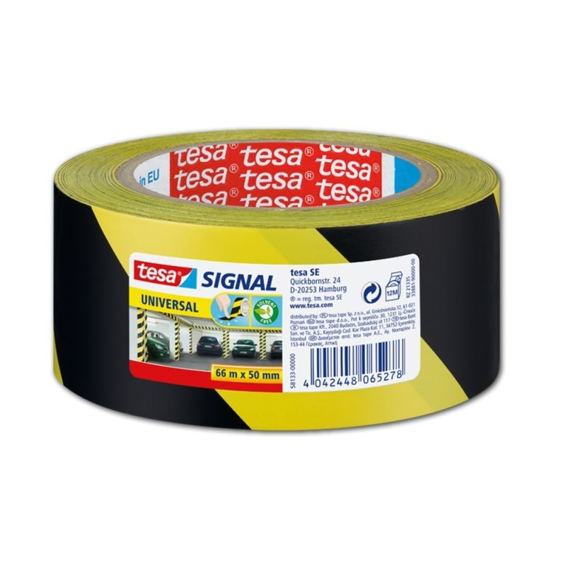 Značkovacia páska TESA pre dočasné značenie 66 mx 50 mm, žlto-čierna