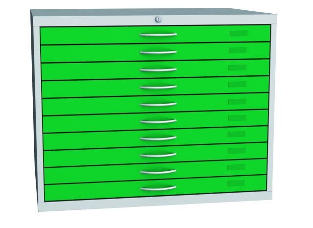 Výkresová skriňa A1, 10 zásuviek, zelená
