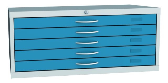 Výkresová skriňa A1, 5 zásuviek, modrá