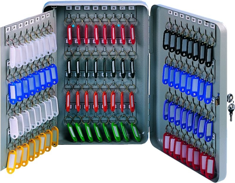 Kovová skrinka na kľúče, 140 kľúčov, sivá