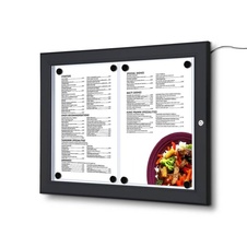 Vonkajšia MENU vitrína 2 x A4 s LED osvetlením, čierna