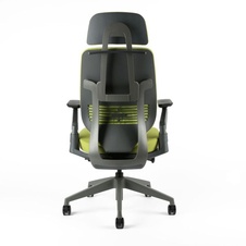 Kancelárska čalúnená stolička Karme, s podhlavníkom, zelená