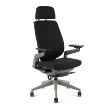Kancelárska čalúnená stolička Karme, s podhlavníkom, čierna
