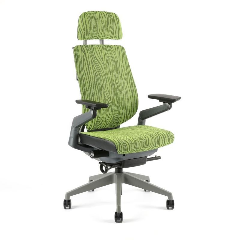 Kancelárska stolička Karme MESH, s podhlavníkom, zelená melí