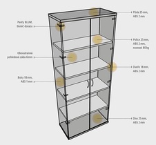 HOBIS kancelárska šatníková skriňa - SZ 5 80 01, zámok Huwill, čerešňa