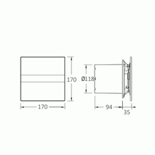 Dizajnový axiálny ventilátor CATA e120 GT s dobehovým časova