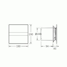 Dizajnový axiálny ventilátor CATA e150 GT s dobehovým časova