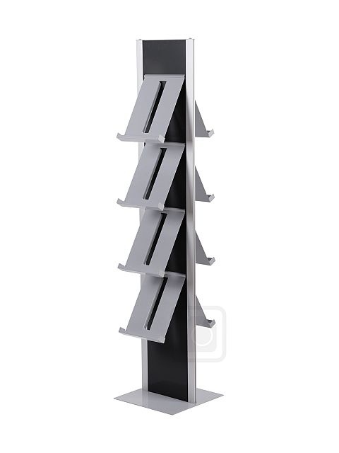 Stojan na letáky Totem obojstranný čierny, hliníkové vrecká