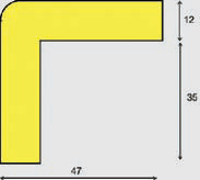 Výstražný polyuretánový štvorcový profil na roh - 1m, hrana 47 mm - 1