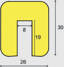 Výstražný polyuretánový obdĺžnikový profil na hranu - 1m, šírka 26 mm - 1