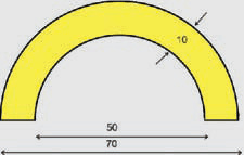 Výstražný polyuretánový kruhový profil na roh - 1m, priemer 70/50 mm - 1