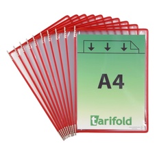 Závesné vrecká TARIFOLD s úchytmi A4, otvorené zhora, červené