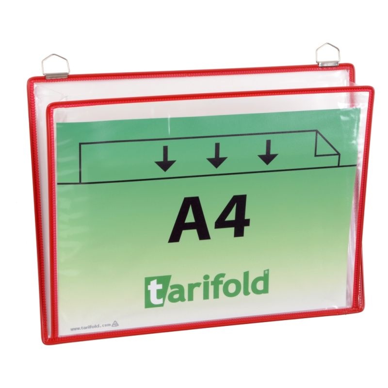 Veľkokapacitné vrecká TARIFOLD s 2 očkami, A4 na šírku, červená