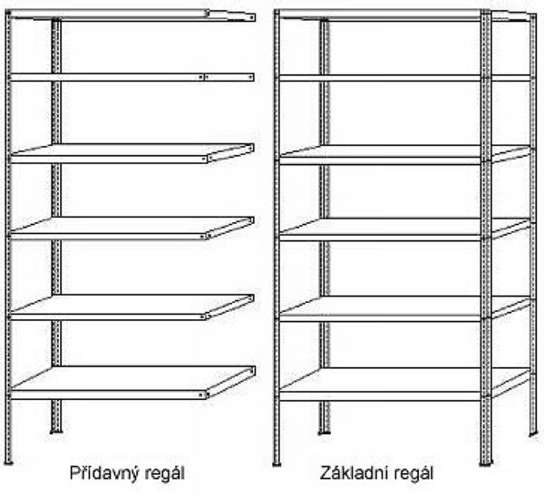 Prístavný regál 2000x1000x450, 4 police