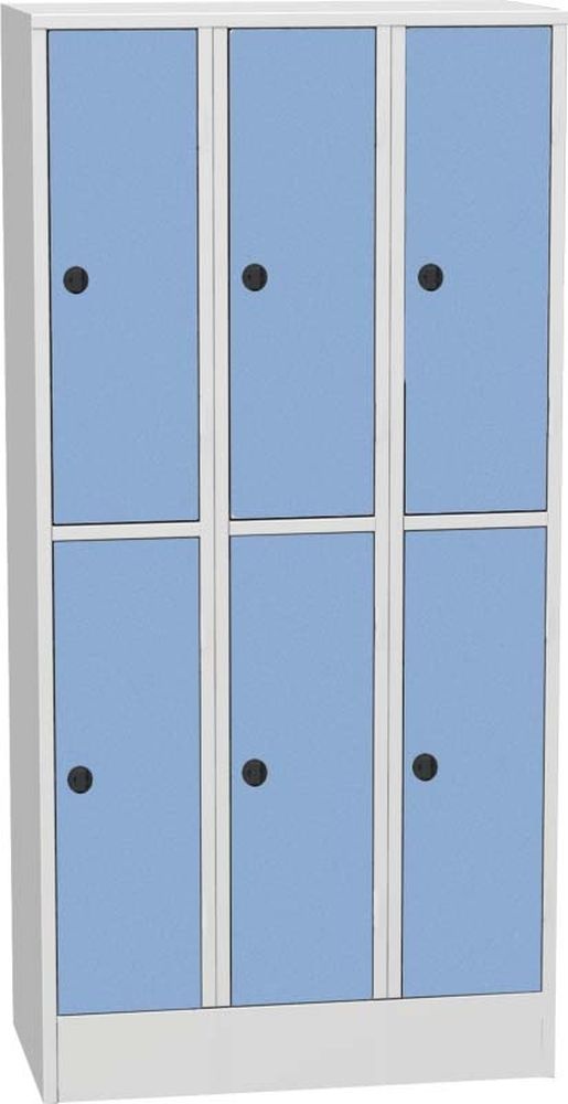 Šatníková skriňa s boxami SHS 33 AH, dvere HPL, modrá