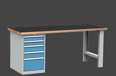 Dielenský stôl DPS 2423 s vrúbkovanou pogumovanou pracovnou doskou, kontajner