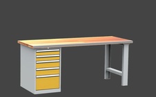 KOVOS dielenský stôl DPS 2923 s oplechovanou prednou hranou dosky, kontajner - 2