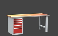 KOVOS dielenský stôl DPS 2923 s oplechovanou prednou hranou dosky, kontajner - 3