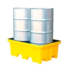 Záchytná vaňa s polyetylénovým roštom pre 2 sudy, žltá - 1