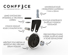 Záťažové kolieska pre kancelárske stoličky CONFFICE, sada 5 - 1